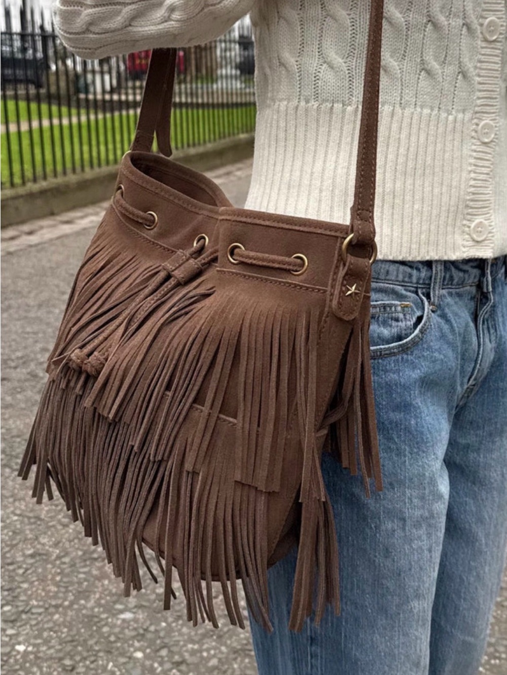 Brown Fringe Crossbody Bag - Women